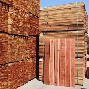 Redwood fencing.