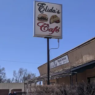 a sign for elida's cafe