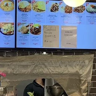 a menu on the wall
