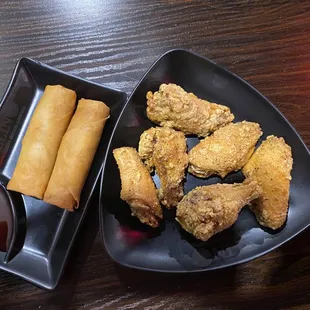 A6. Lemon Pepper Wing and Egg rolls crispy