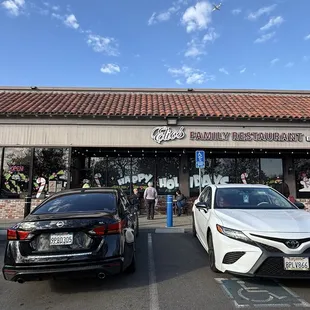 Outside the restaurant with plenty of parking.