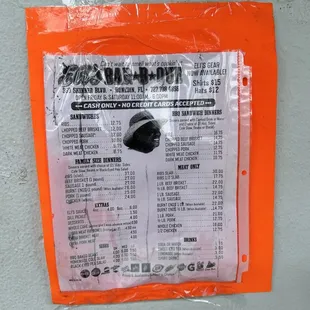 The menu