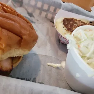 Turkey, slaw, smashed potatoes