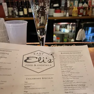 Menu and champagne