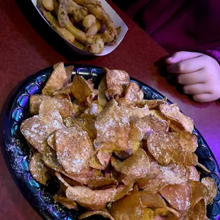 Fried pickles and Saratoga chips