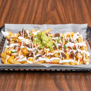a tray of mexican food