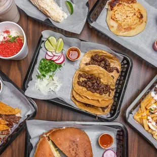 a variety of tacoss