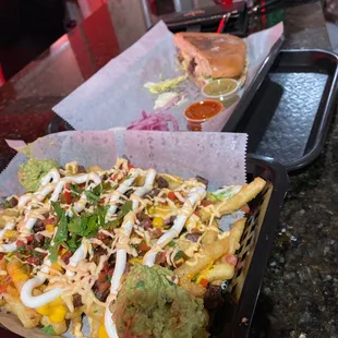 Asade fries and torta