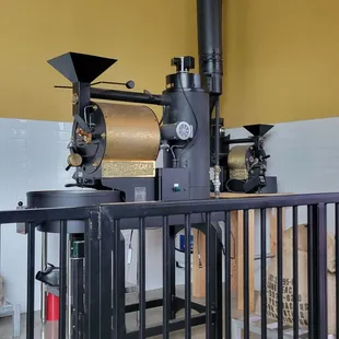 a coffee grinder in a coffee shop