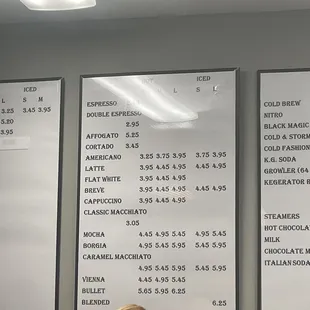 Coffee menu for Elissimo 9/22/2023