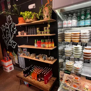 shelves of food