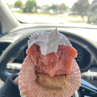 Guava Cupcake with the yummy filling and light whipped Cream.