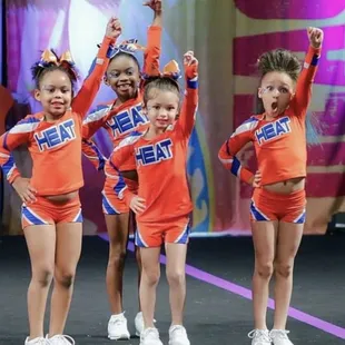 Cheerleaders on the competition mat