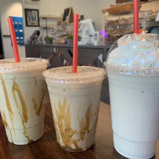 Caramel Brown Butter Brulee (center, best one!), French toast (right), toasted caramel macchiato (left)