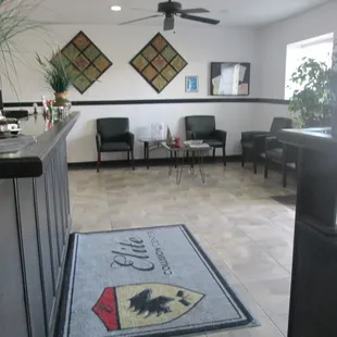 Customer sitting lobby-area.