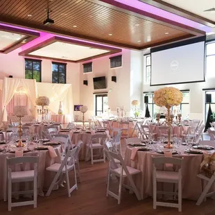 Main Hall with hardwood floors and 20' ceilings is over 3000 sq. ft.