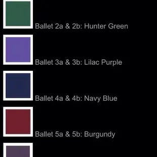 This is the ballet dress code. Your leotard needs to be the color for your level.