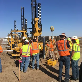 Pile driving on an industrial solar site