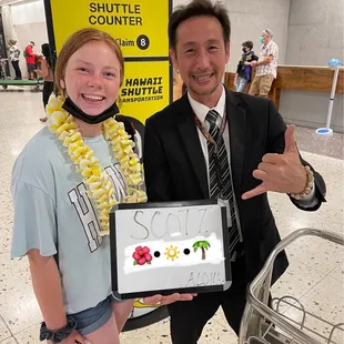 Our driver Tony, and my daughter Molly.