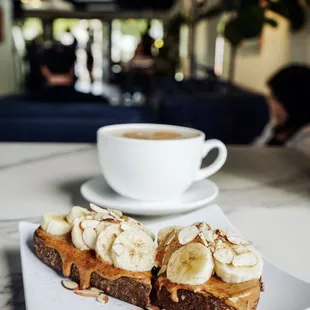 Almond Butter Toast + Almond milk Chai Latte