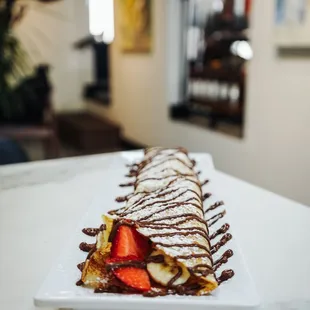 Strawberries, Bananas, Nutella Crepe