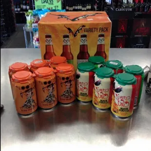 a variety of bottles