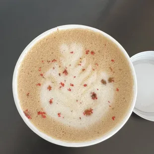 Butterscotch pink peppercorn latte