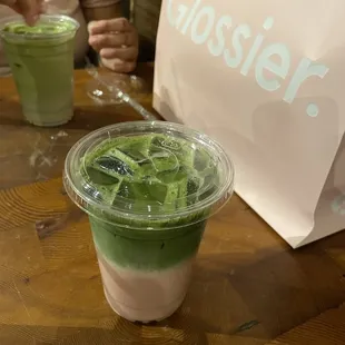 Iced Strawberry Oat Milk Matcha