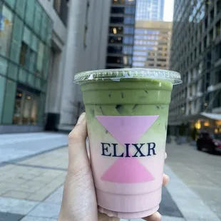 Strawberry Oatmilk Latte with Matcha , small