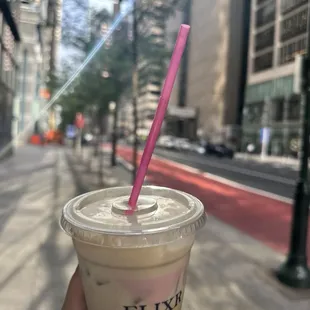 Caramel black salt iced latte w whole milk