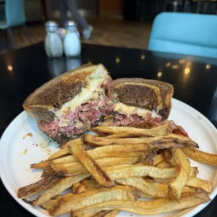Ruben sandwich with fries