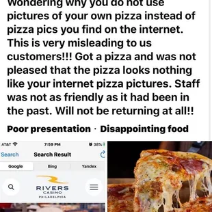 Previous review I posted on there Facebook page they removed
