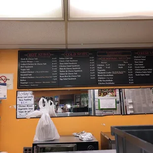 menus and prices on the wall