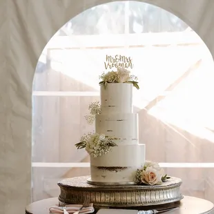 a wedding cake on a table