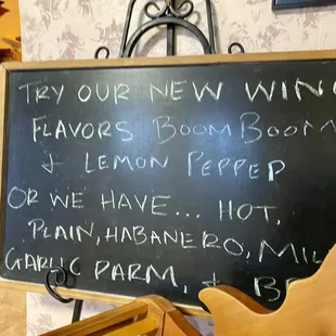 a blackboard with a menu written on it