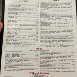 the menu