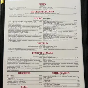 the menu
