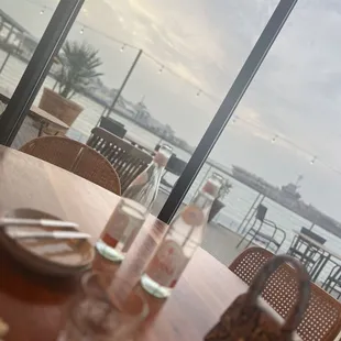 a view of the ocean from a restaurant