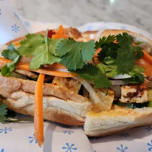Tofu and mushroom banh mi