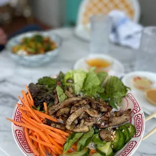 a plate of asian food