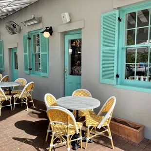 tables and chairs outside