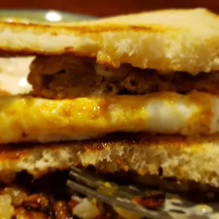 The toast sandwich before I tear into it