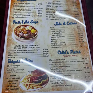 New menu 7/15/2024 with higher prices across many items