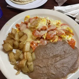 Migas plate with cheese