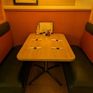 a table and booths