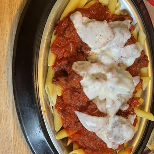 Baked penne with homemade meatballs- soooo delicious!