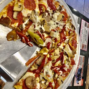 My Pizza,Pepperoni,sausage,Mushrooms and green and red pepper's. It was great.