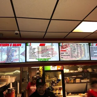 Appetizers and main menu.