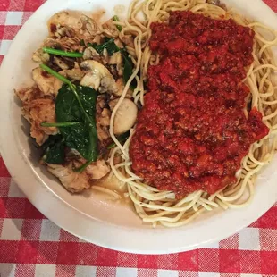 Chicken Florentina with Meat sauce