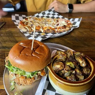 Buttermilk Fried Chicken Sandwich and Brussel Sprouts!